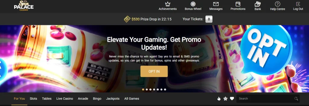 Spin Palace Casino Interface